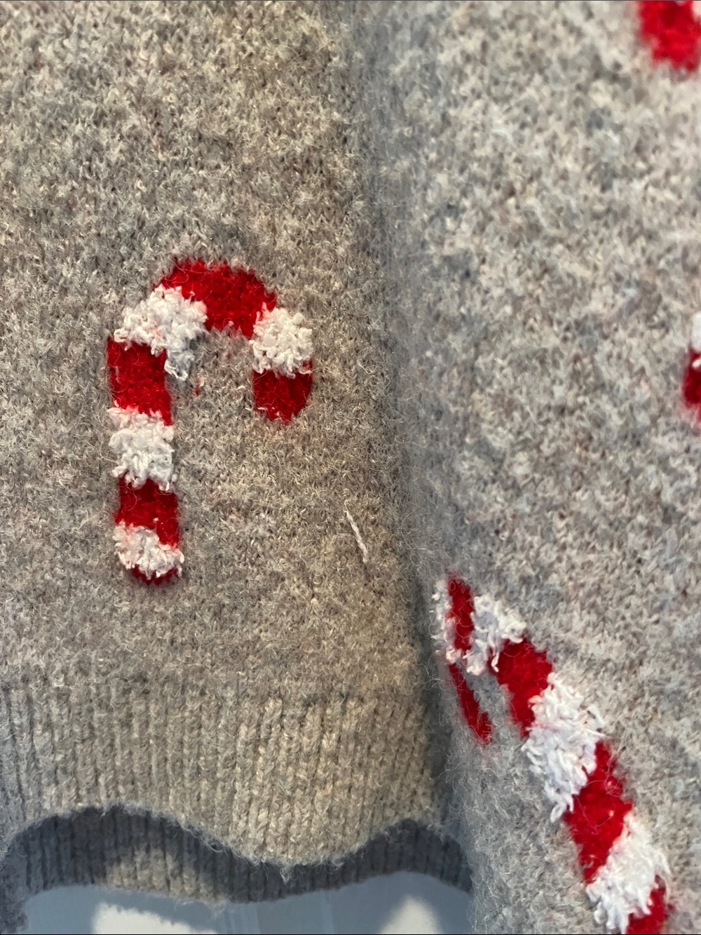 Cozy Gray Candy Cane Button-Up Sweater - Picture 6 of 7